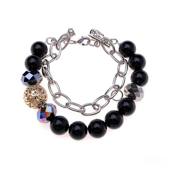 Coach Bead Stretch Black Bracelets CXM - Click Image to Close